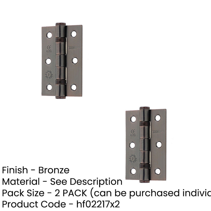PACK Premium Grade Steel Ball Bearing Hinge 76x50mm Elegant Bronze Finish Door Hinges (1)-1