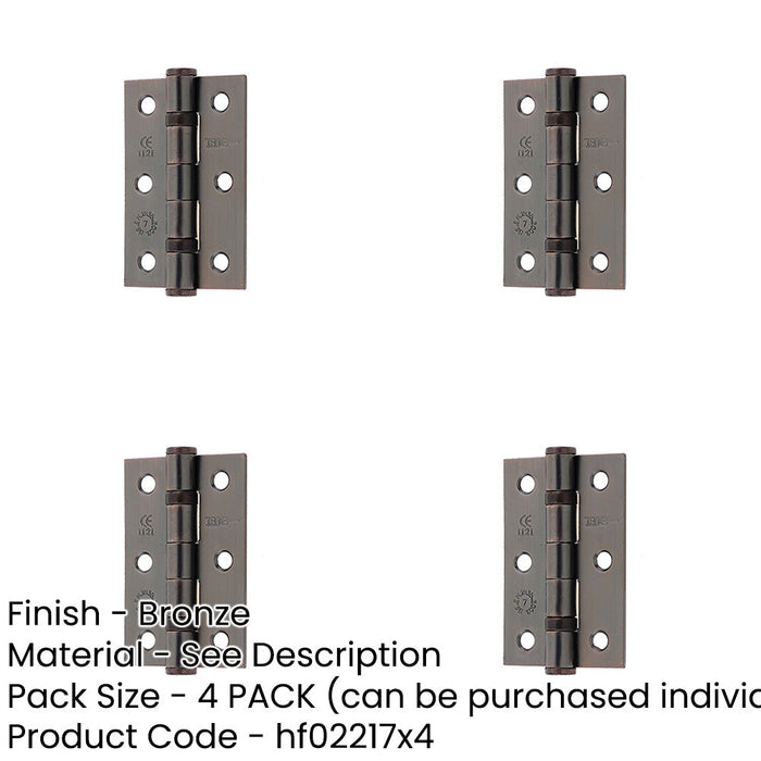 PACK Premium Grade Steel Ball Bearing Hinge 76x50mm Elegant Bronze Finish Door Hinges-1