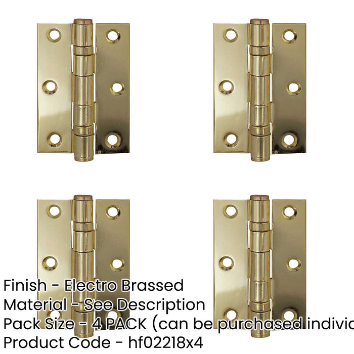 PACK Premium Grade Steel Ball Bearing Hinge 76x50mm Electro Brass Finish Door Hinges-1