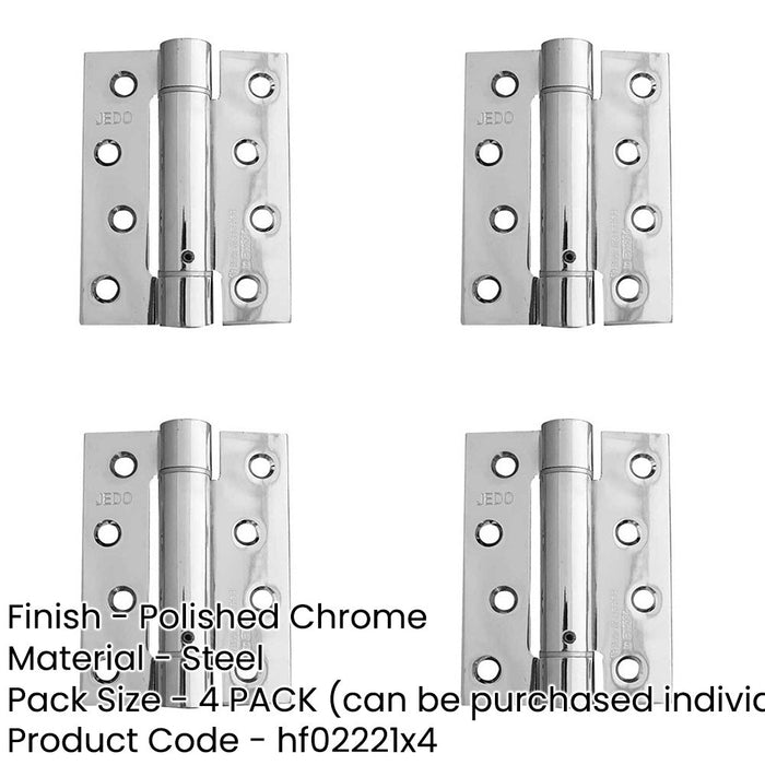 PACK Premium Polished Chrome Single Action Spring Hinge 102x76x2.7mm Pack Door Hinges-1