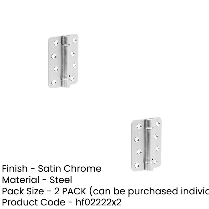 PACK Satin Chrome Steel Radiused Spring Hinge Automatic Closing (Pack 102x76mm Door Hinges (1)-1