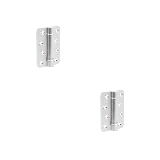 PACK Satin Chrome Steel Radiused Spring Hinge Automatic Closing (Pack 102x76mm Door Hinges (1)