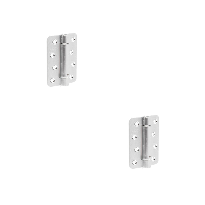 PACK Satin Chrome Steel Radiused Spring Hinge Automatic Closing (Pack 102x76mm Door Hinges (1)