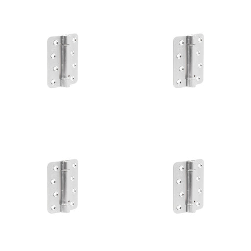 PACK Satin Chrome Steel Radiused Spring Hinge Automatic Closing (Pack 102x76mm Door Hinges