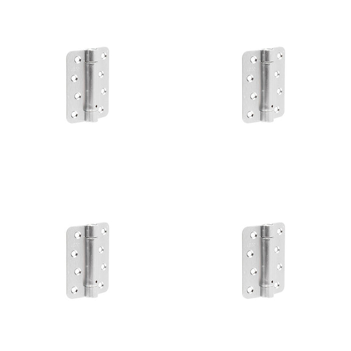 PACK Satin Chrome Steel Radiused Spring Hinge Automatic Closing (Pack 102x76mm Door Hinges