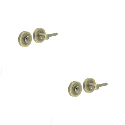 PACK Antique Brass Knurled Turns Releases Vintage Style Door Handle (1)