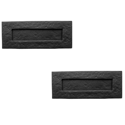 PACK Antique Black Letterplates 270x115mm Elegant Mail Display External Front Door Letter Plate