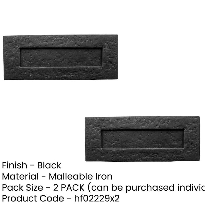 PACK Stylish Antique Black Letterplates 260x80mm Your Home External Front Door Letter Plate-1