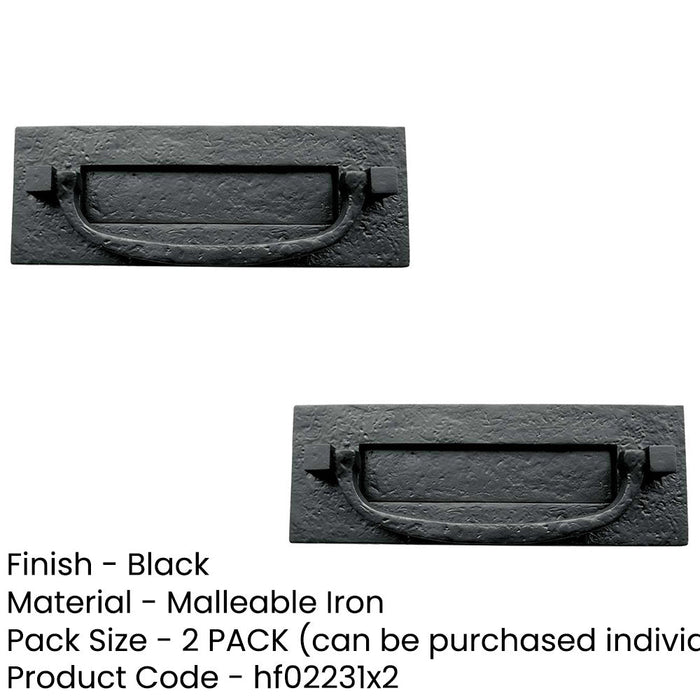 PACK Antique Black Postal Door Knocker 305x112mm Classic Decor External Front Door Letter Plate-1