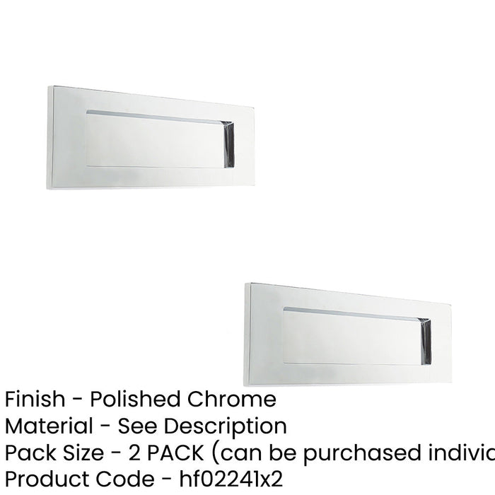 PACK Sleek Polished Chrome Plain Letterplates 355x115mm Elegant Signage External Front Door Letter Plate-1