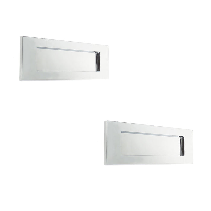 PACK Sleek Polished Chrome Plain Letterplates 355x115mm Elegant Signage External Front Door Letter Plate