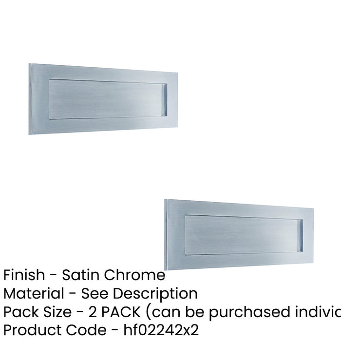 PACK Satin Chrome Plain Letterplates 355x115mm Stylish Mail Organization External Front Door Letter Plate-1