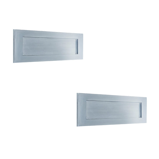 PACK Satin Chrome Plain Letterplates 355x115mm Stylish Mail Organization External Front Door Letter Plate