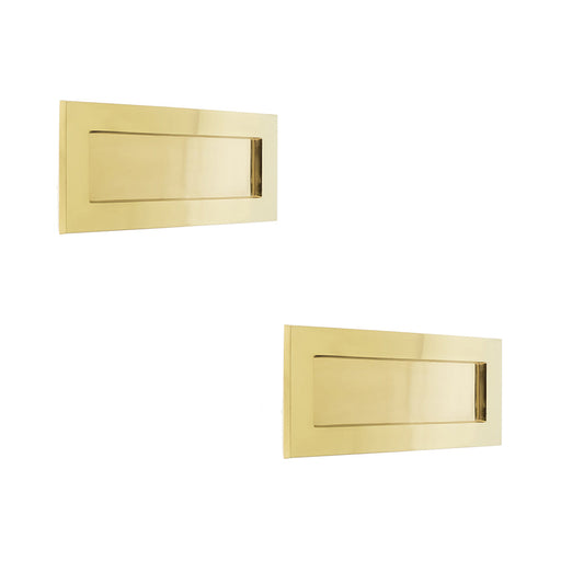 PACK High-Quality Polished Brass Letterplates 254x100mm Home Office External Front Door Letter Plate