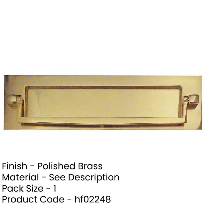 Elegant Polished Brass Postal Knocker 250x76mm Stylish Entryways External Front Door Letter Plate-1