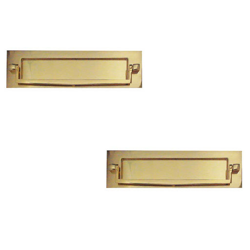 PACK Elegant Polished Brass Postal Knocker 250x76mm Stylish Entryways External Front Door Letter Plate