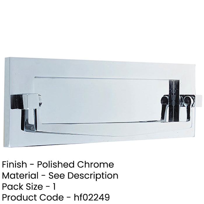 Elegant Polished Chrome Postal Knocker 250x76mm Stylish Entrances External Front Door Letter Plate-1