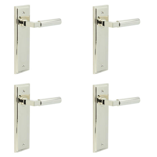 PACK Polished Nickel Door Handle Latch Backplate Elegant Design Modern Homes Solid Brass Interior Lever