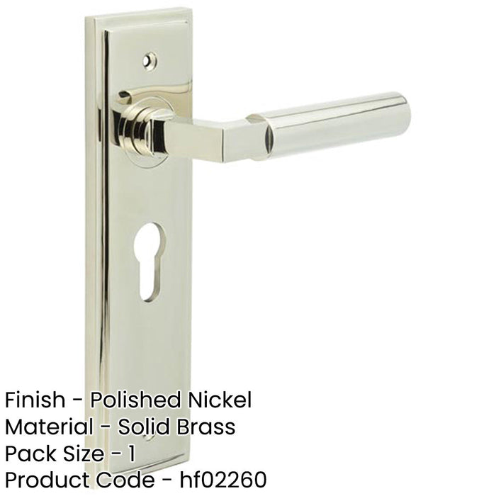 Luxurious Euro Backplate Door Handle Polished Nickel Solid Brass Interior Lever-1