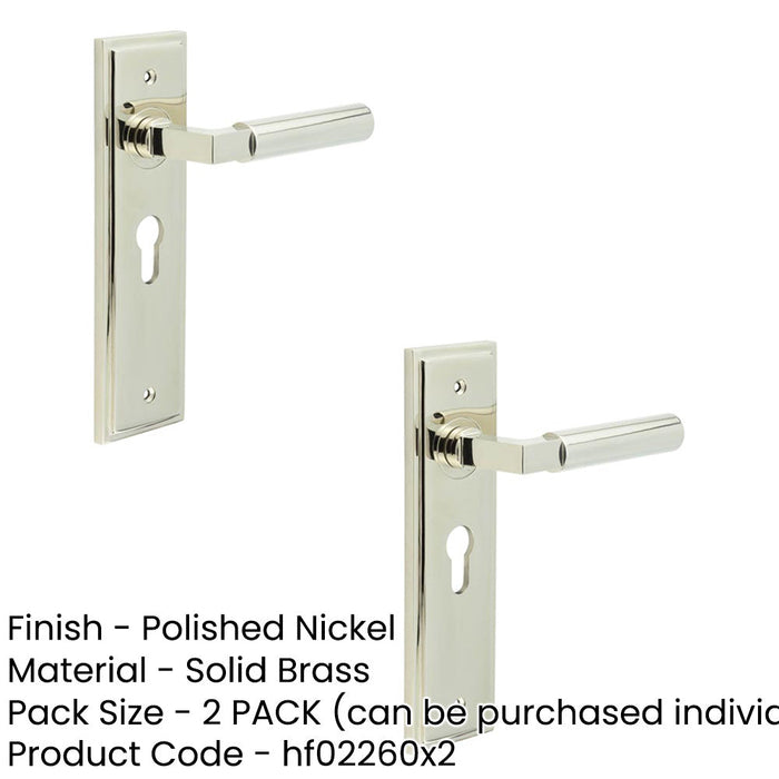 PACK Luxurious Euro Backplate Door Handle Polished Nickel Solid Brass Interior Lever (1)-1