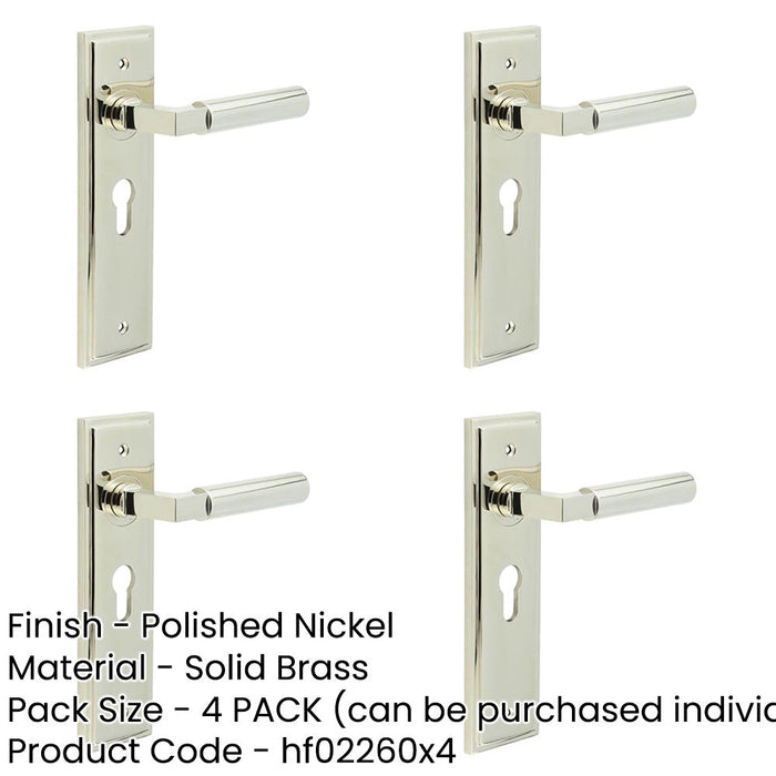 PACK Luxurious Euro Backplate Door Handle Polished Nickel Solid Brass Interior Lever-1