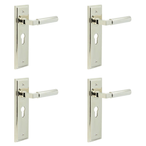 PACK Luxurious Euro Backplate Door Handle Polished Nickel Solid Brass Interior Lever