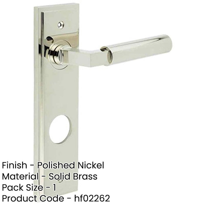 Polished Nickel Door Handle with Backplate Bathrooms Solid Brass Interior Lever-1