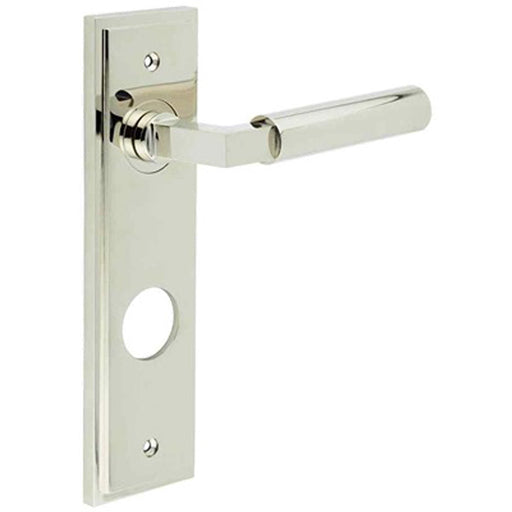 Polished Nickel Door Handle with Backplate Bathrooms Solid Brass Interior Lever