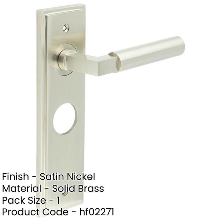 Satin Nickel Bathroom Door Handle with Backplate Modern Homes Solid Brass Interior Lever-1