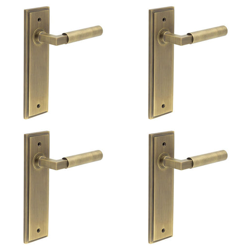 PACK Elegant Antique Brass Door Handle Latch Backplate Modern Homes Solid Brass Interior Lever