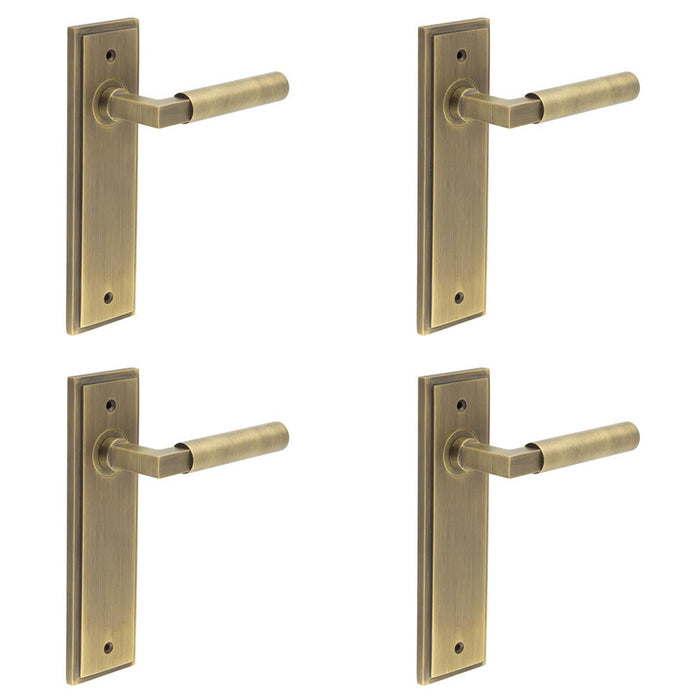 PACK Elegant Antique Brass Door Handle Latch Backplate Modern Homes Solid Brass Interior Lever