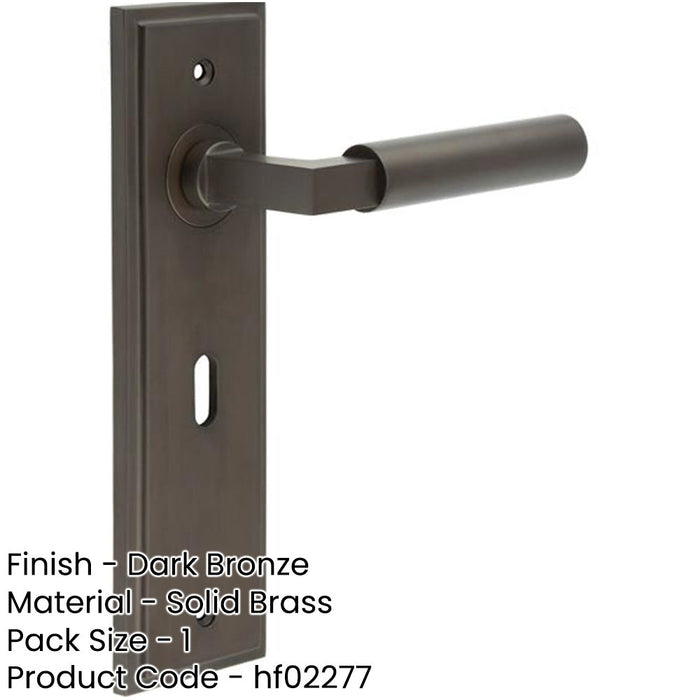 Elegant Dark Bronze Door Handle Lock Backplate Modern Homes Solid Brass Interior Lever-1