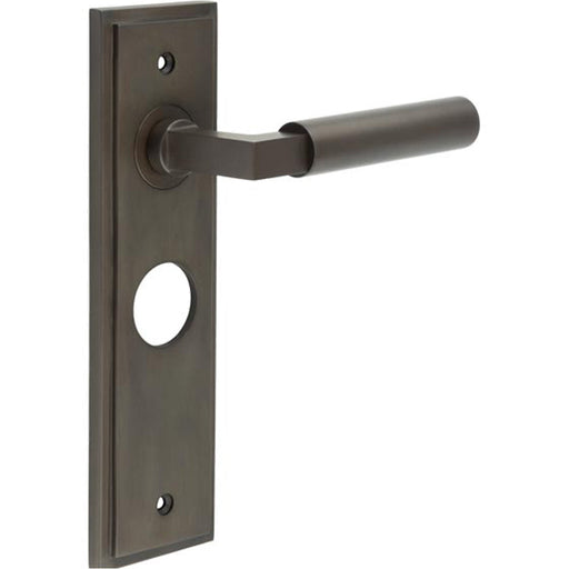 Elegant Dark Bronze Bathroom Door Handle with Backplate Solid Brass Interior Lever