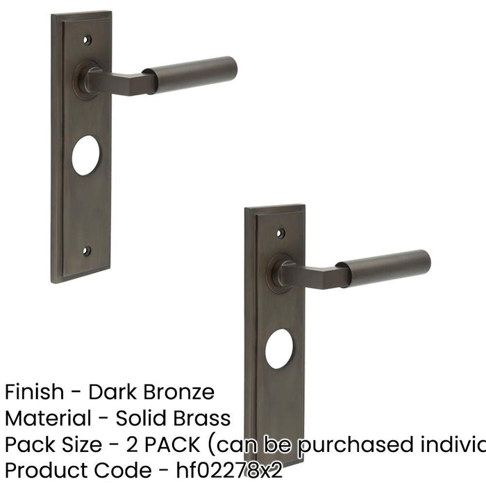 PACK Elegant Dark Bronze Bathroom Door Handle with Backplate Solid Brass Interior Lever (2)-1