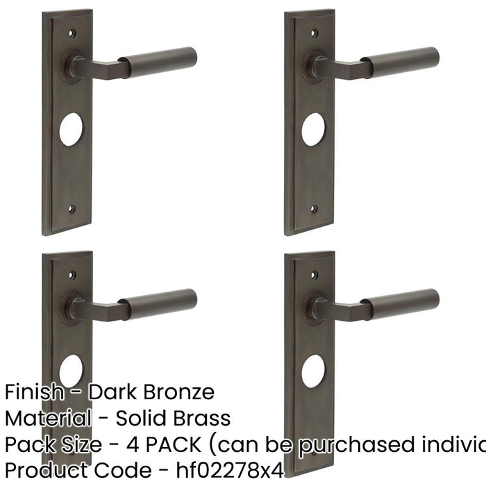 PACK Elegant Dark Bronze Bathroom Door Handle with Backplate Solid Brass Interior Lever-1