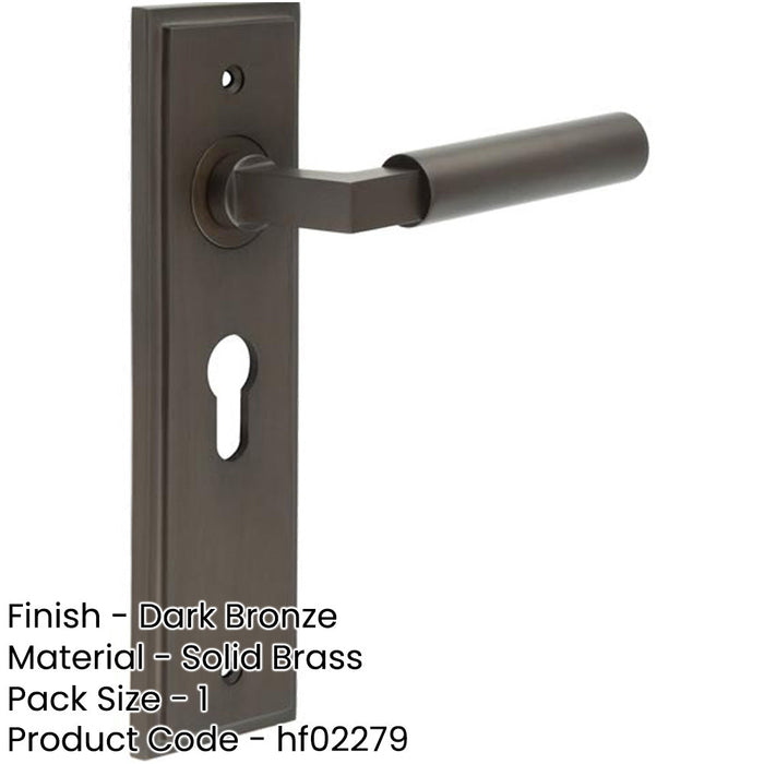 Dark Bronze Door Handle EURO Lock Backplate Modern Homes Solid Brass Interior Lever-1