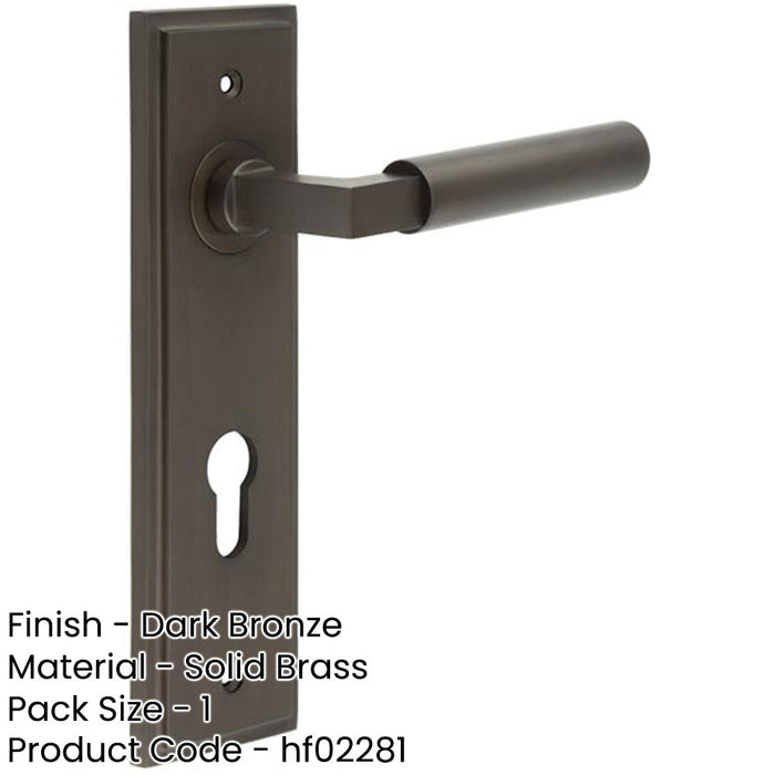 Elegant Dark Bronze Door Handle with Euro Backplate Solid Brass Interior Lever-1