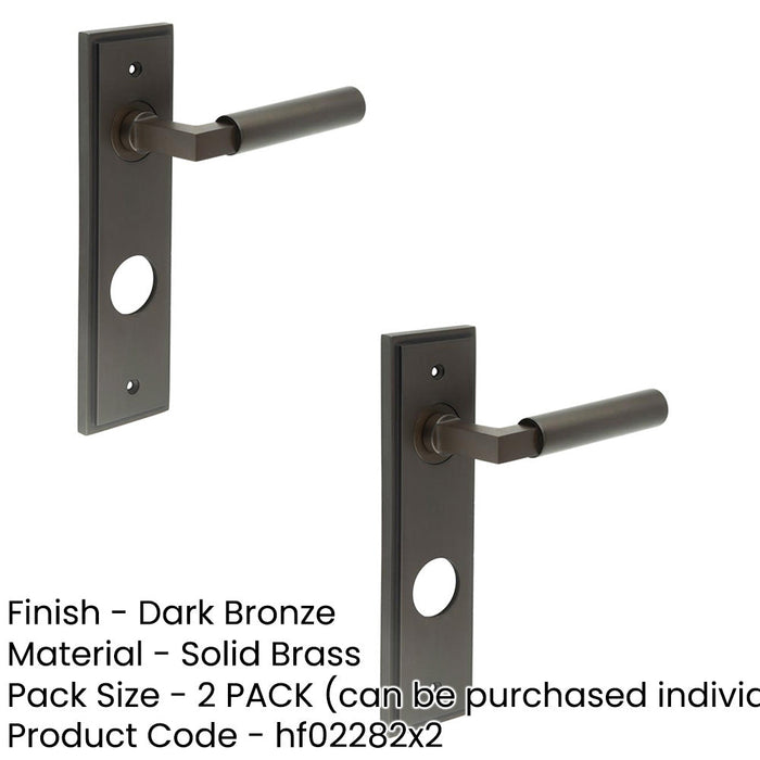 PACK Elegant Dark Bronze Door Handle with Backplate Bathrooms Solid Brass Interior Lever (1)-1