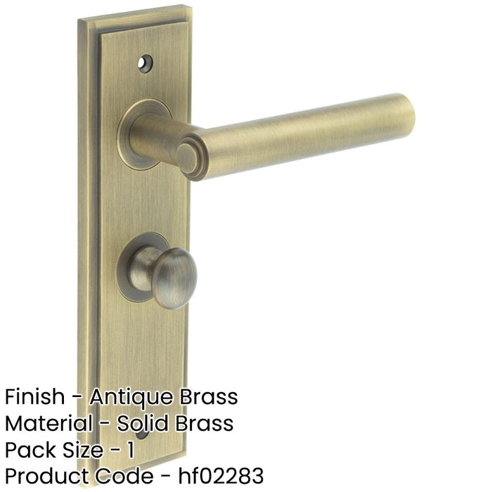 Antique Brass Backplate Door Handle with Turn Release Bathrooms Solid Brass Interior Lever-1