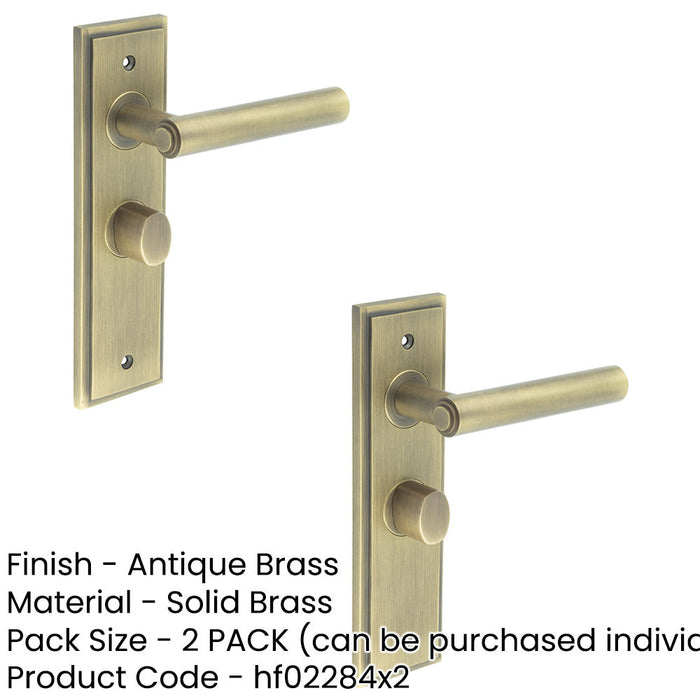 PACK Antique Brass Bathroom Door Handle with Backplate Turn Release Mechanism Solid Brass Interior Lever (1)-1