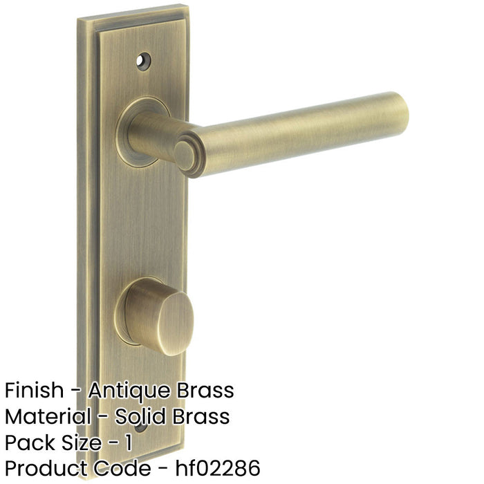 Antique Brass Bathroom Door Handle with Backplate Turn Release Solid Brass Interior Lever-1