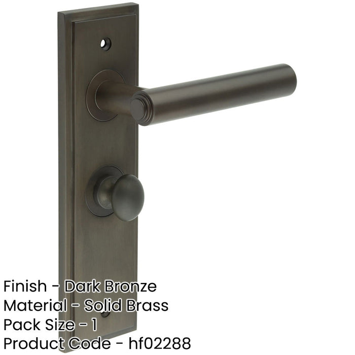 Luxurious Dark Bronze Bathroom Door Handle with Backplate Turn Release Solid Brass Interior Lever-1