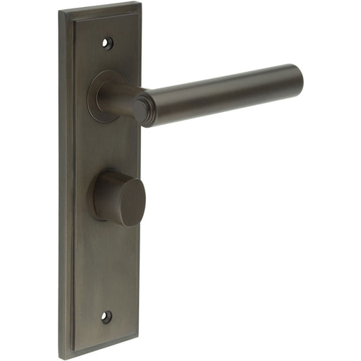 Elegant Dark Bronze Bathroom Door Handle with Backplate Turn Release Solid Brass Interior Lever