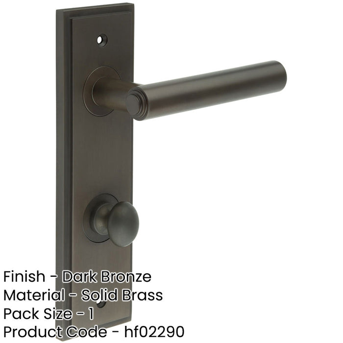 Elegant Dark Bronze Bathroom Door Handle with Backplate Turn Release Solid Brass Interior Lever (1)-1