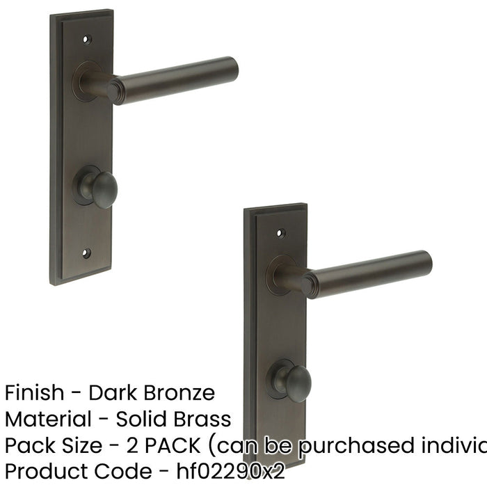 PACK Elegant Dark Bronze Bathroom Door Handle with Backplate Turn Release Solid Brass Interior Lever (3)-1