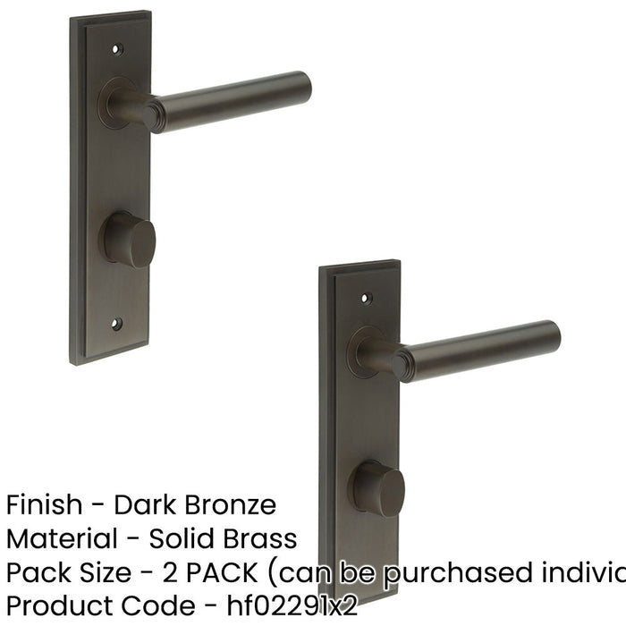 PACK Elegant Dark Bronze Bathroom Door Handle with Turn Release Mechanism Solid Brass Interior Lever (1)-1