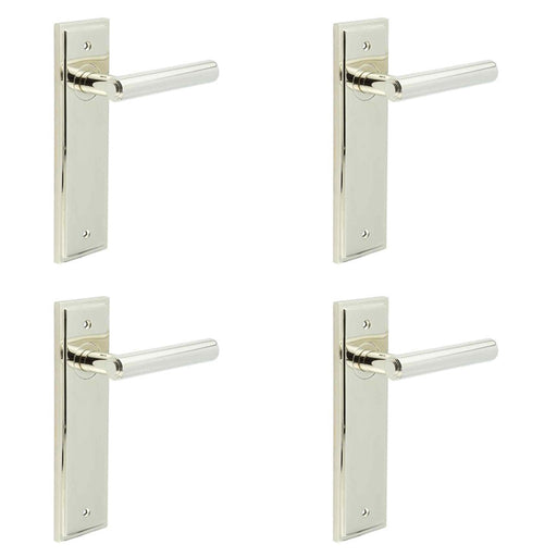 PACK Luxurious Polished Nickel Door Handle Latch Backplate Elegant Interiors Solid Brass Interior Lever