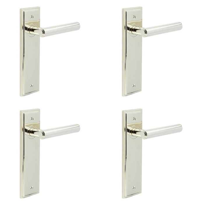 PACK Luxurious Polished Nickel Door Handle Latch Backplate Elegant Interiors Solid Brass Interior Lever