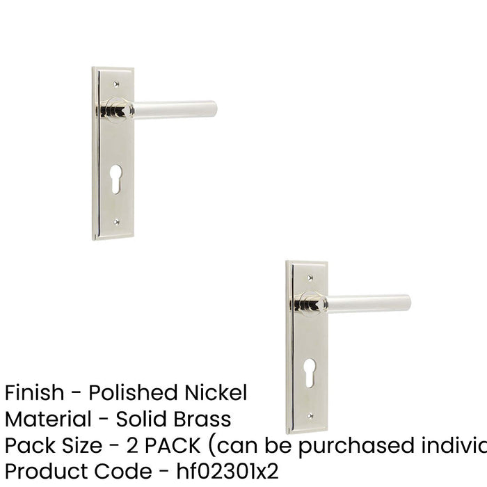 PACK Polished Nickel Euro Backplate Door Handle Elegant Solid Brass Lever Solid Brass Interior Lever (1)-1
