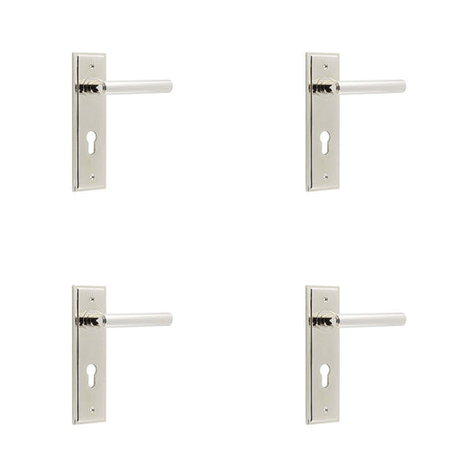 PACK Polished Nickel Euro Backplate Door Handle Elegant Solid Brass Lever Solid Brass Interior Lever